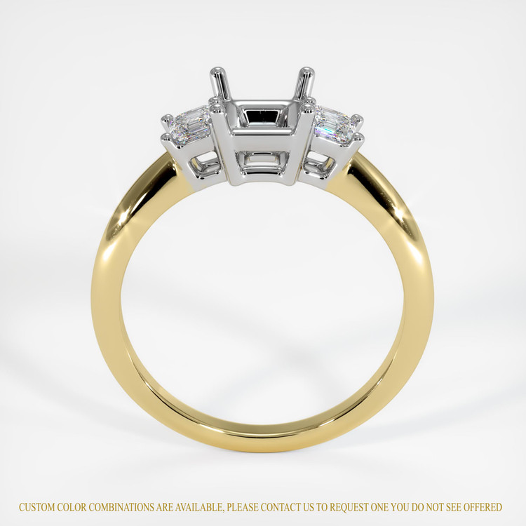 14K White & Yellow Three Stone Ring Setting