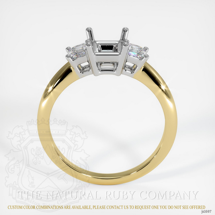 14K White & Yellow Three Stone Ring Setting
