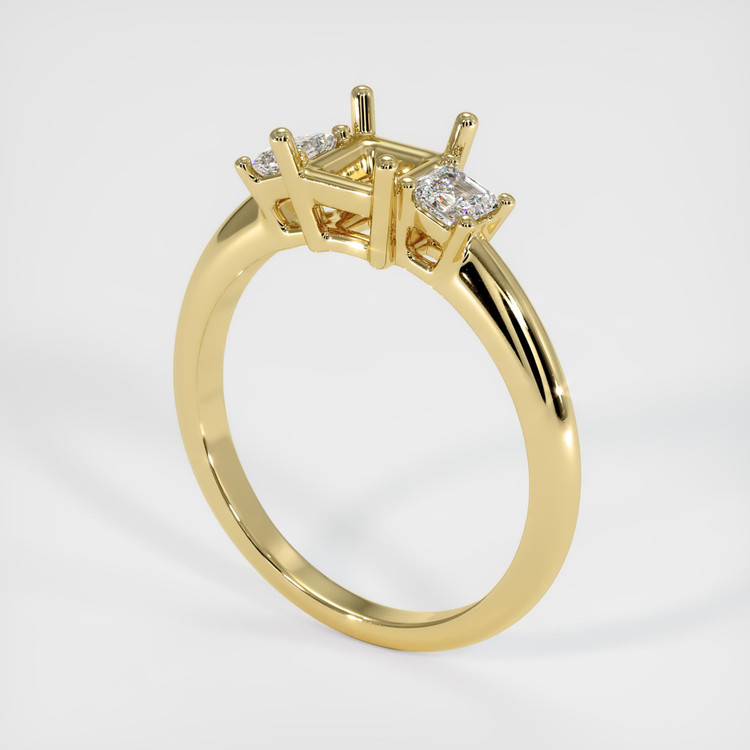 18K Yellow Gold Three Stone Ring Setting