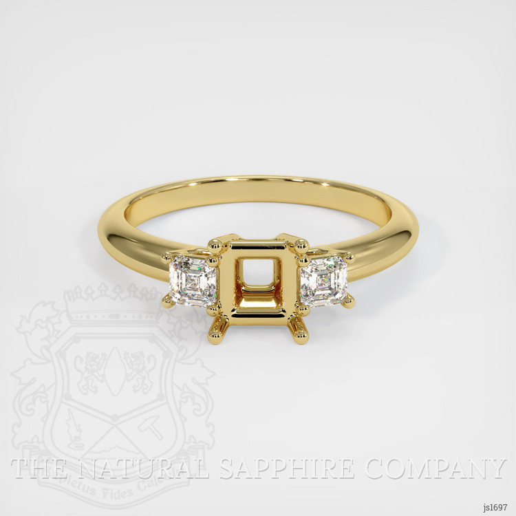 18K Yellow Gold Three Stone Ring Setting