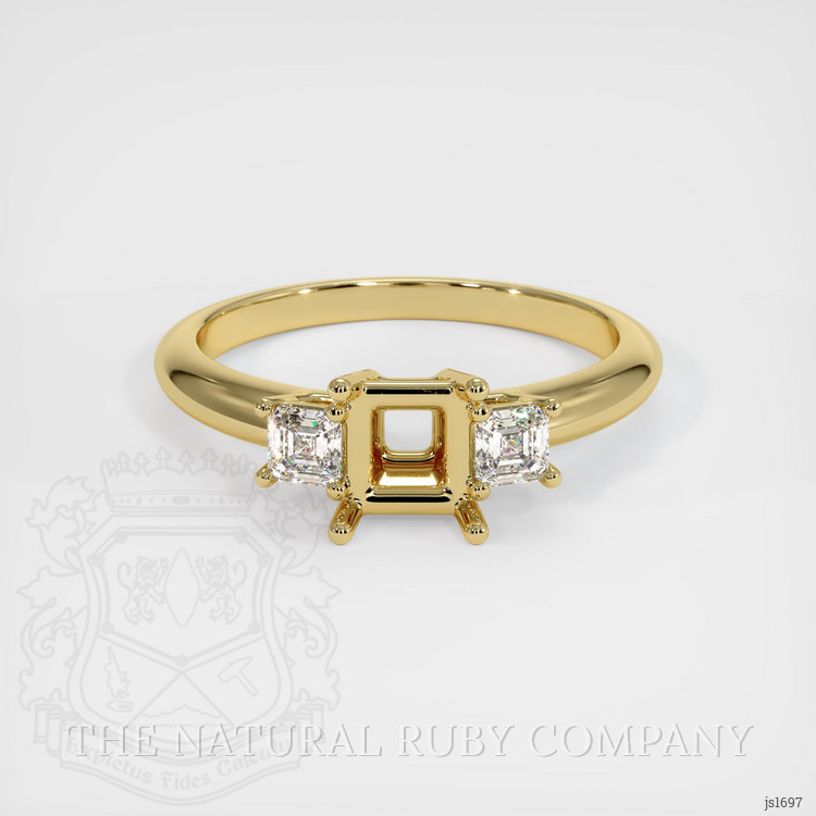 18K Yellow Gold Three Stone Ring Setting