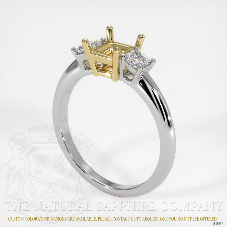 14K Yellow & White Three Stone Ring Setting