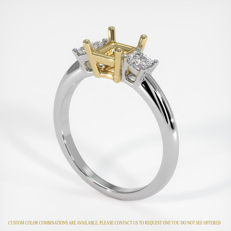 14K Yellow & White Three Stone Ring Setting