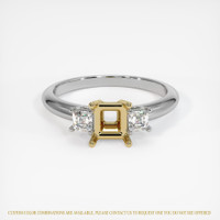 14K Yellow & White Three Stone Ring Setting Image
