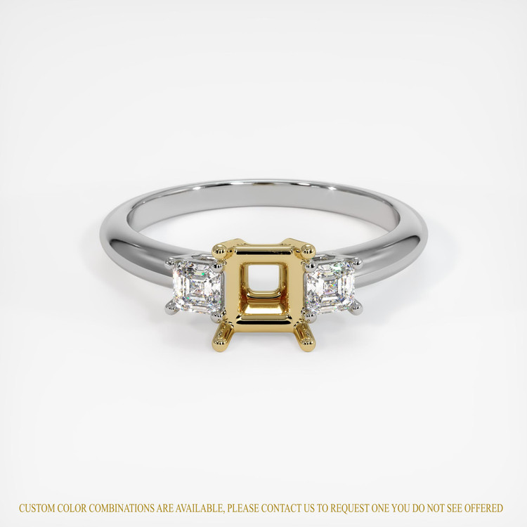 14K Yellow & White Three Stone Ring Setting