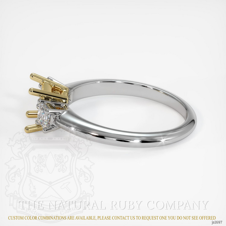 14K Yellow & White Three Stone Ring Setting