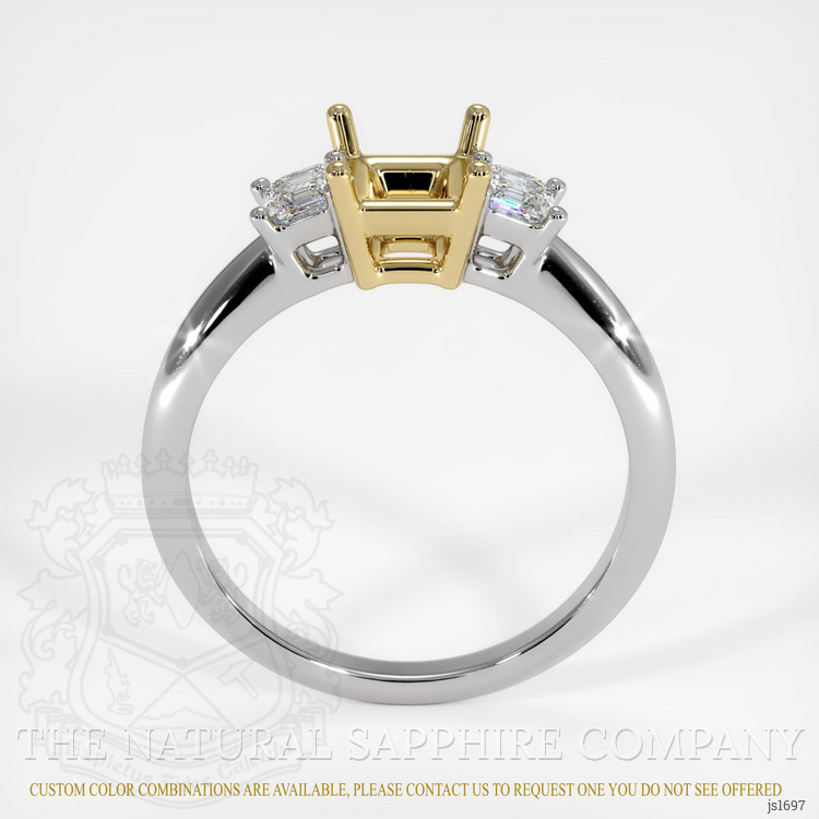 14K Yellow & White Three Stone Ring Setting