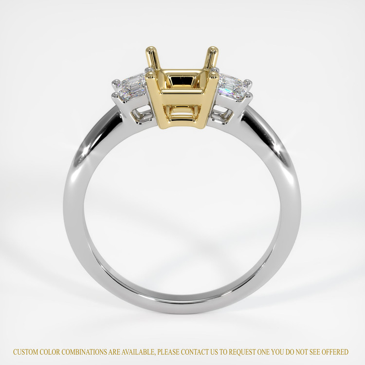 14K Yellow & White Three Stone Ring Setting