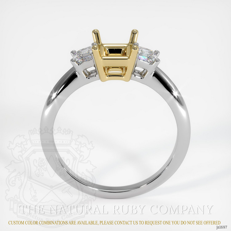 14K Yellow & White Three Stone Ring Setting
