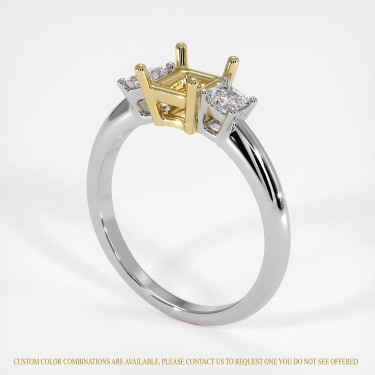 18K Yellow & White Three Stone Ring Setting