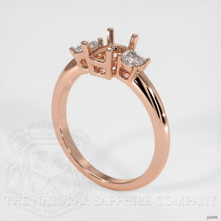 14K Rose Gold Three Stone Ring Setting