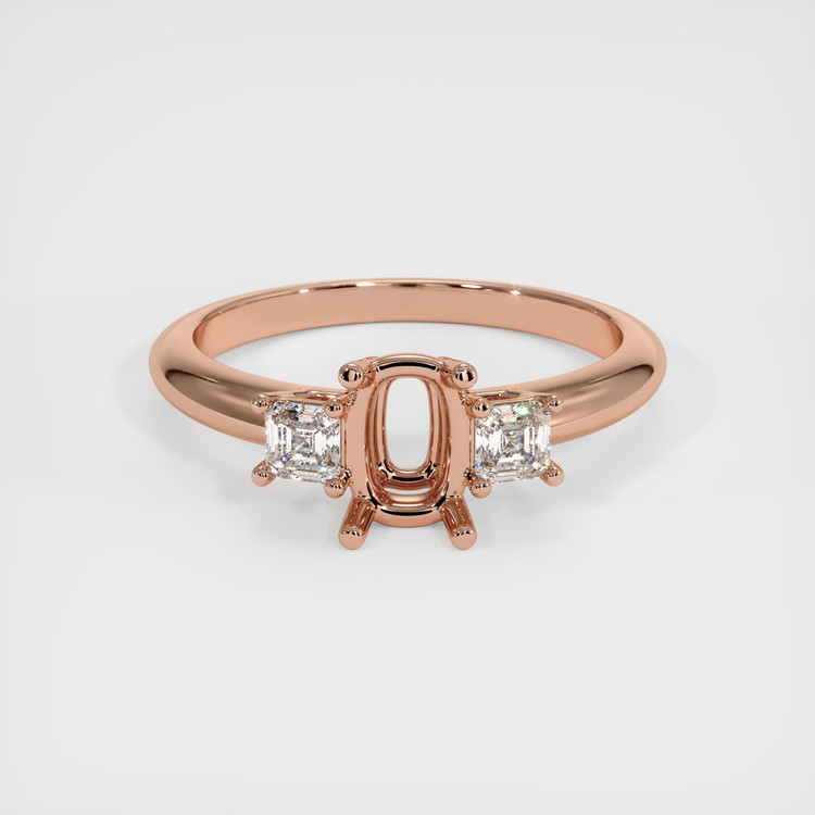 14K Rose Gold Three Stone Ring Setting