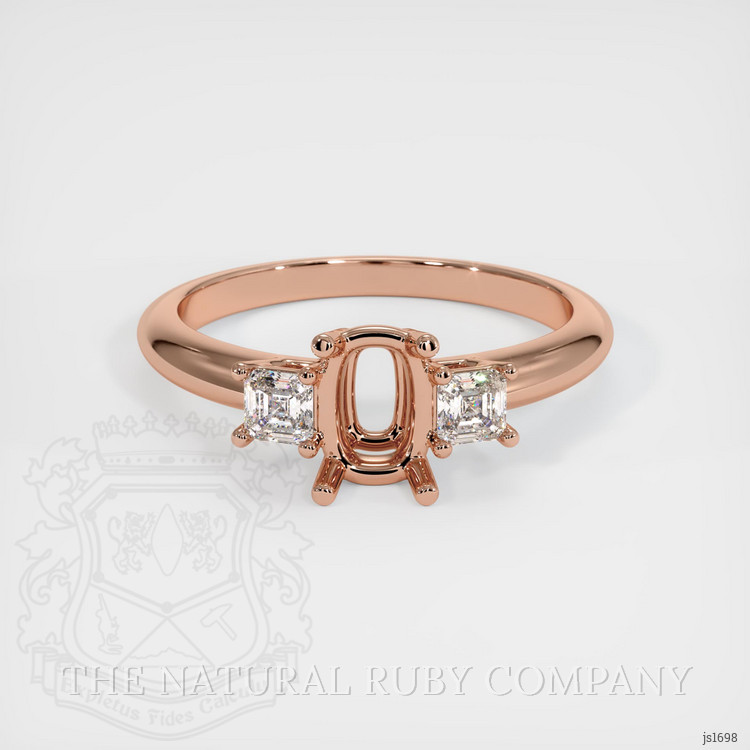 14K Rose Gold Three Stone Ring Setting