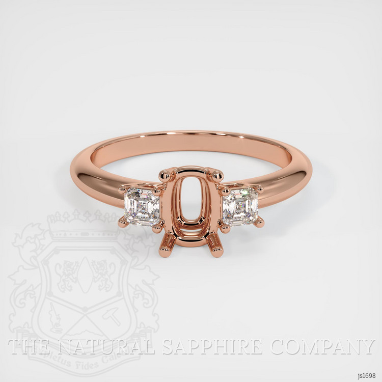 14K Rose Gold Three Stone Ring Setting