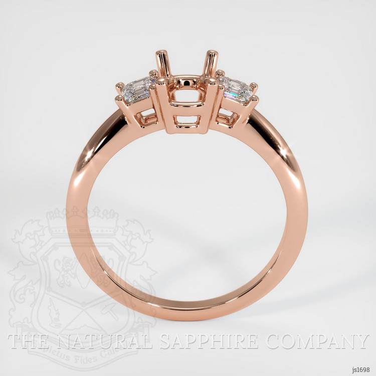 14K Rose Gold Three Stone Ring Setting