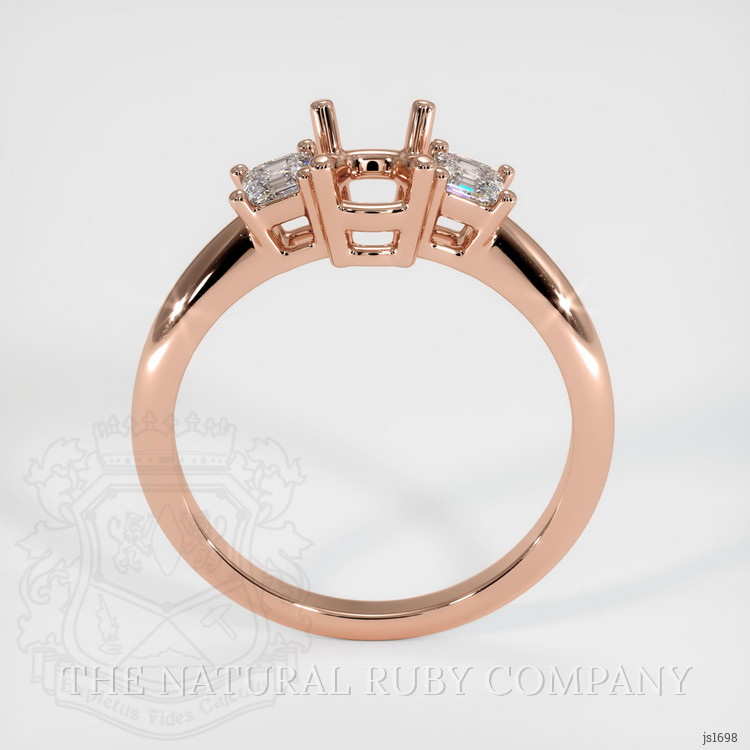 14K Rose Gold Three Stone Ring Setting