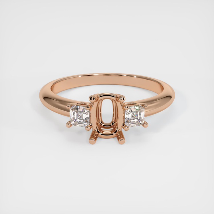 18K Rose Gold Three Stone Ring Setting