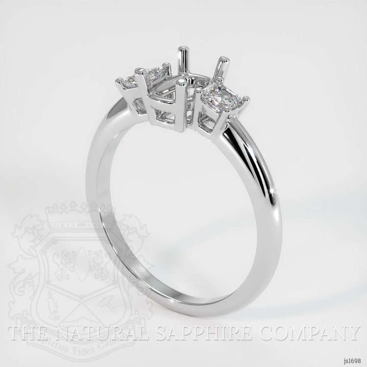 14K White Gold Three Stone Ring Setting