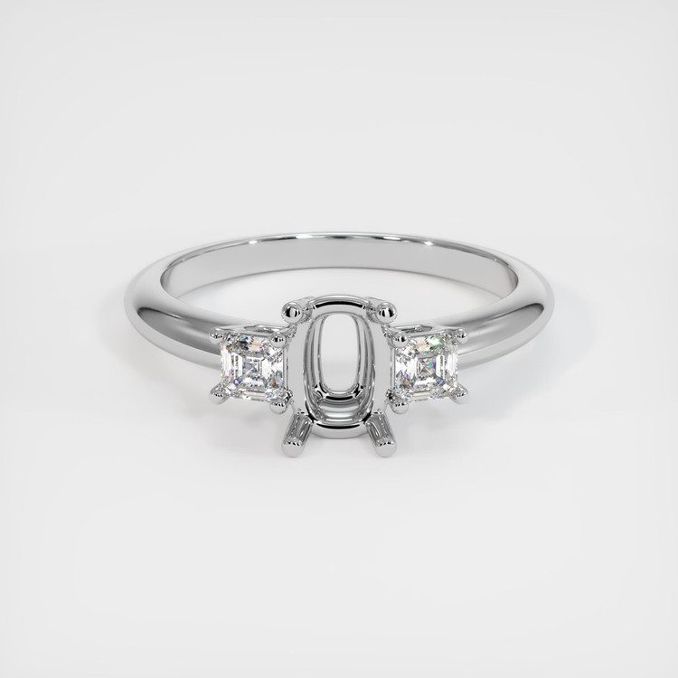 14K White Gold Three Stone Ring Setting