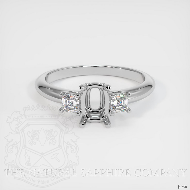 14K White Gold Three Stone Ring Setting