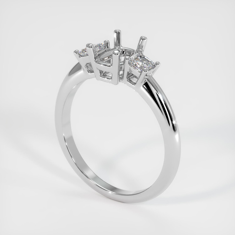 18K White Gold Three Stone Ring Setting