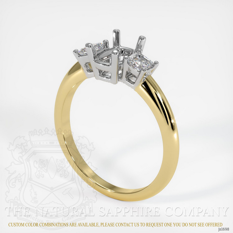 14K White & Yellow Three Stone Ring Setting