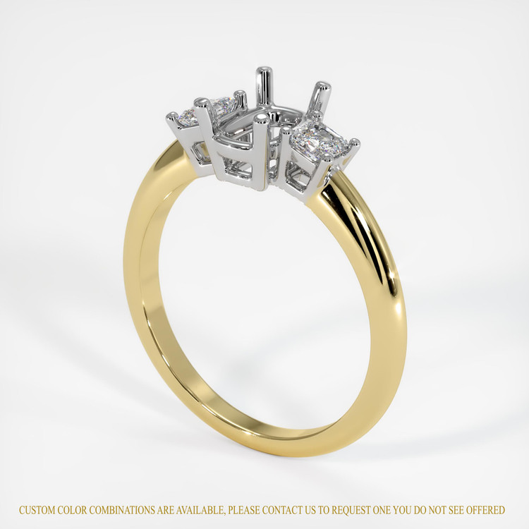 14K White & Yellow Three Stone Ring Setting