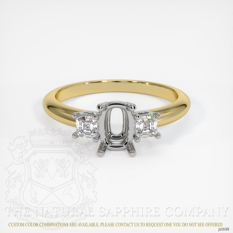 14K White & Yellow Three Stone Ring Setting