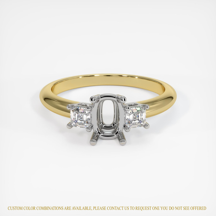 14K White & Yellow Three Stone Ring Setting