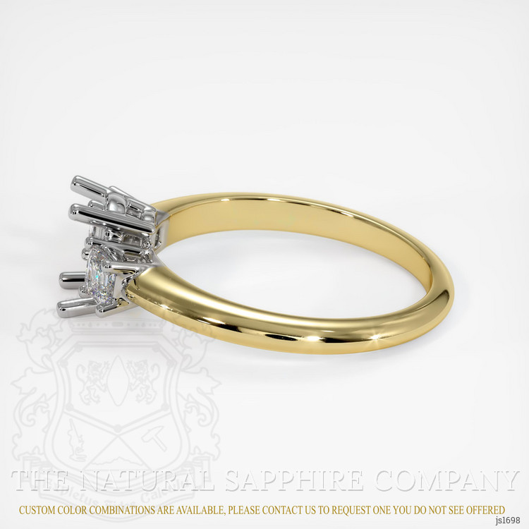 14K White & Yellow Three Stone Ring Setting