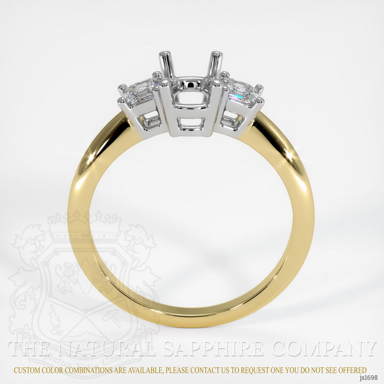 14K White & Yellow Three Stone Ring Setting