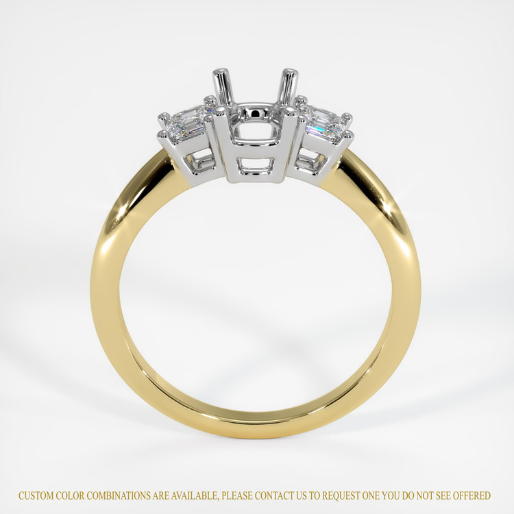 14K White & Yellow Three Stone Ring Setting