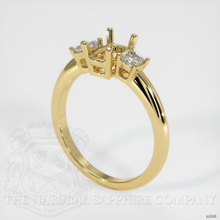 18K Yellow Gold Three Stone Ring Setting