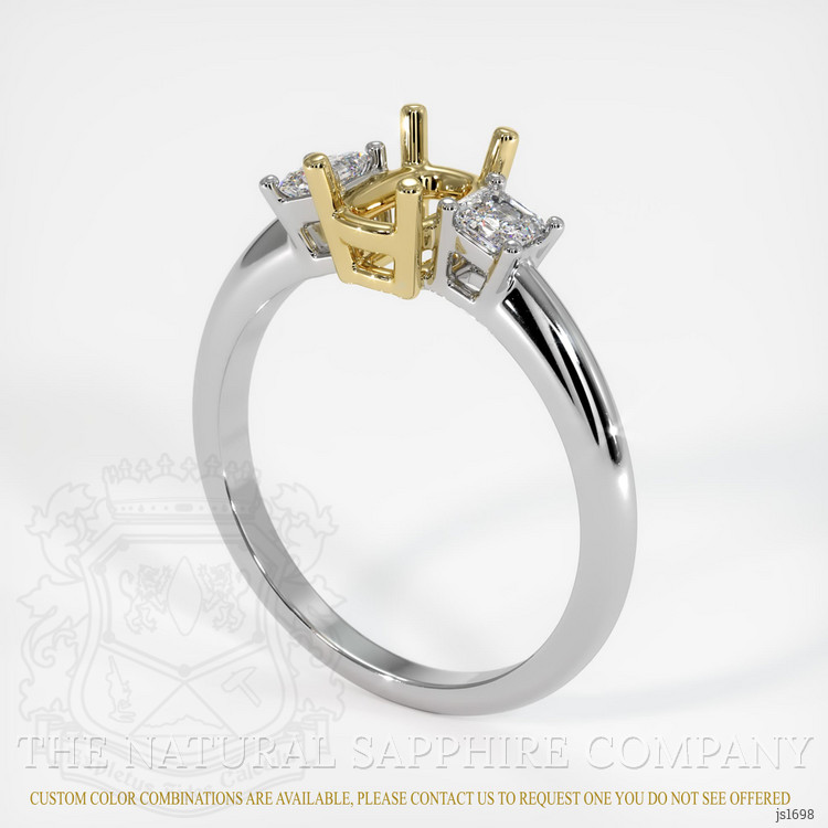 14K Yellow & White Three Stone Ring Setting