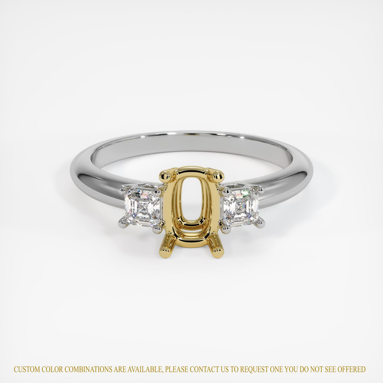 14K Yellow & White Three Stone Ring Setting