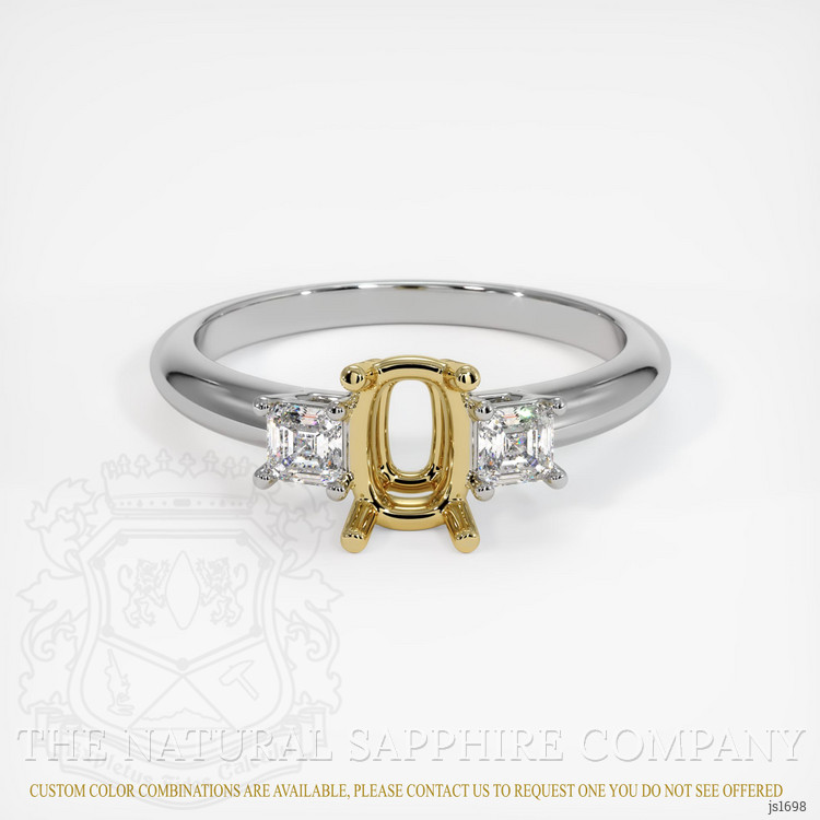 14K Yellow & White Three Stone Ring Setting