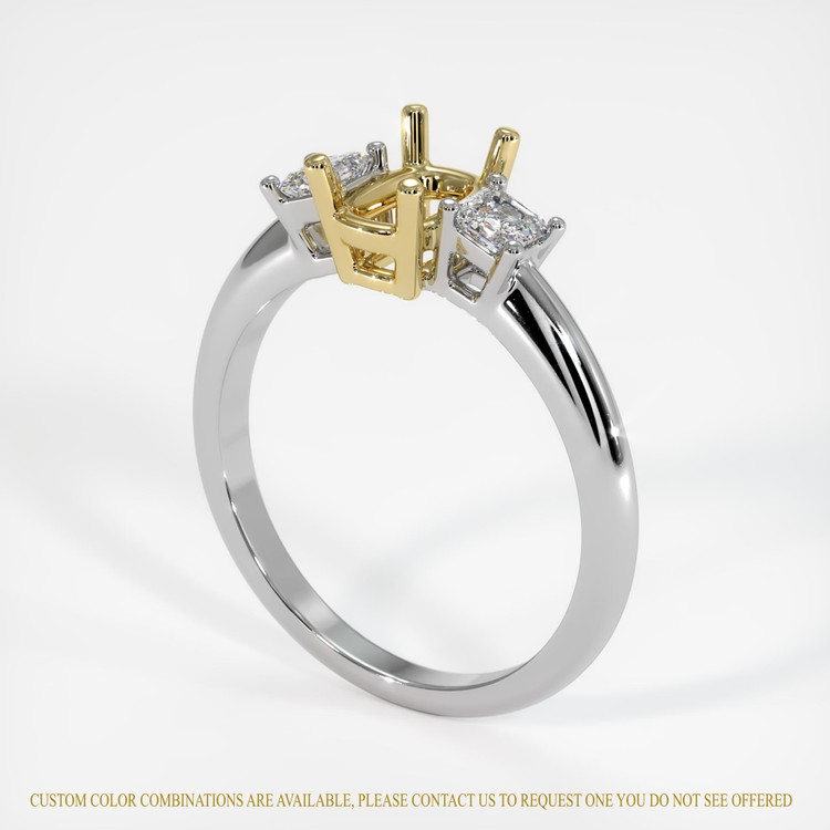 18K Yellow & White Three Stone Ring Setting