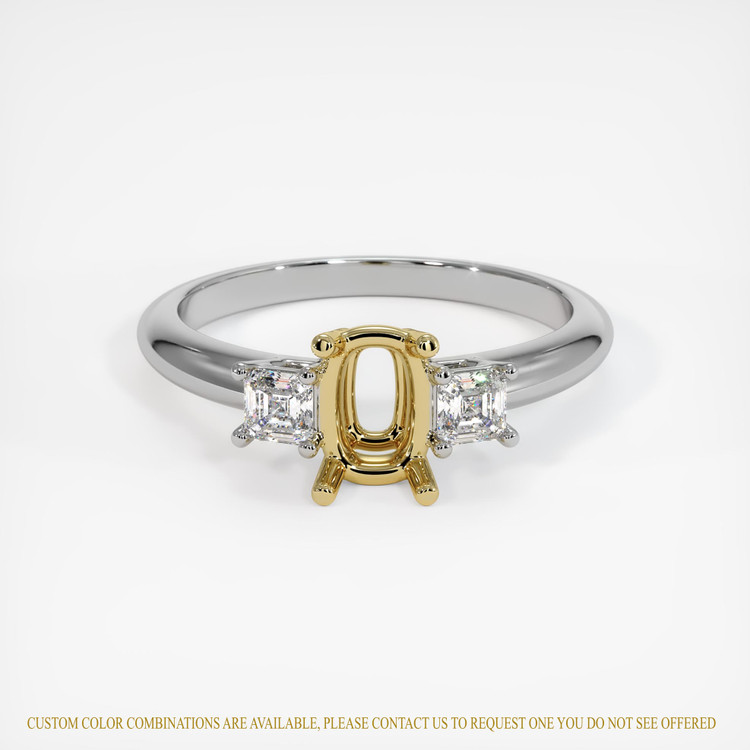 18K Yellow & White Three Stone Ring Setting