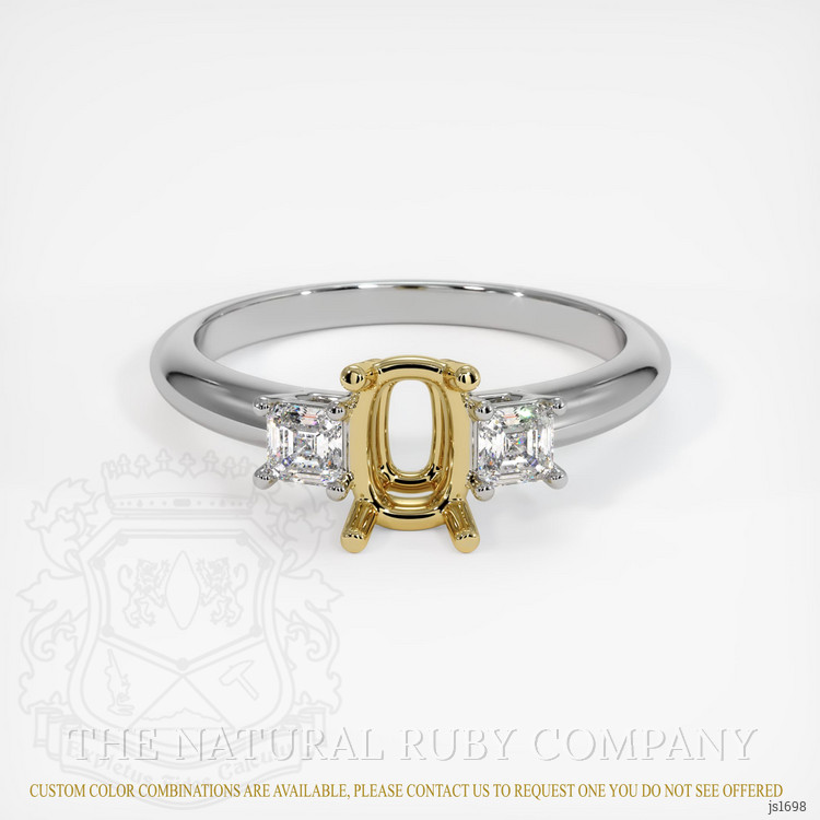 18K Yellow & White Three Stone Ring Setting