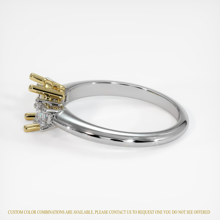 18K Yellow & White Three Stone Ring Setting