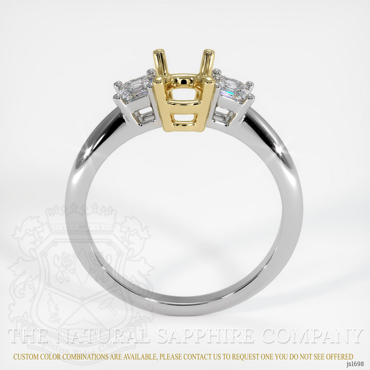 18K Yellow & White Three Stone Ring Setting
