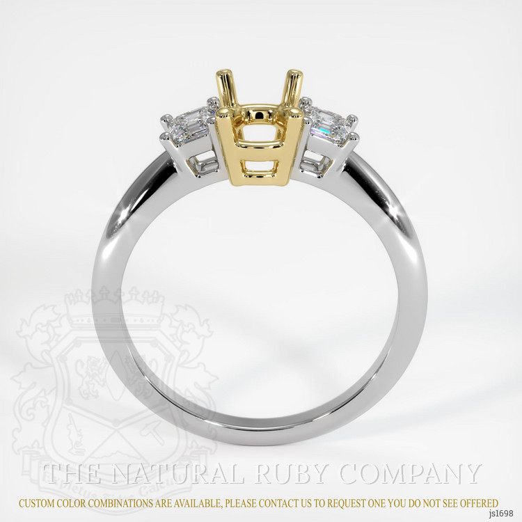 18K Yellow & White Three Stone Ring Setting