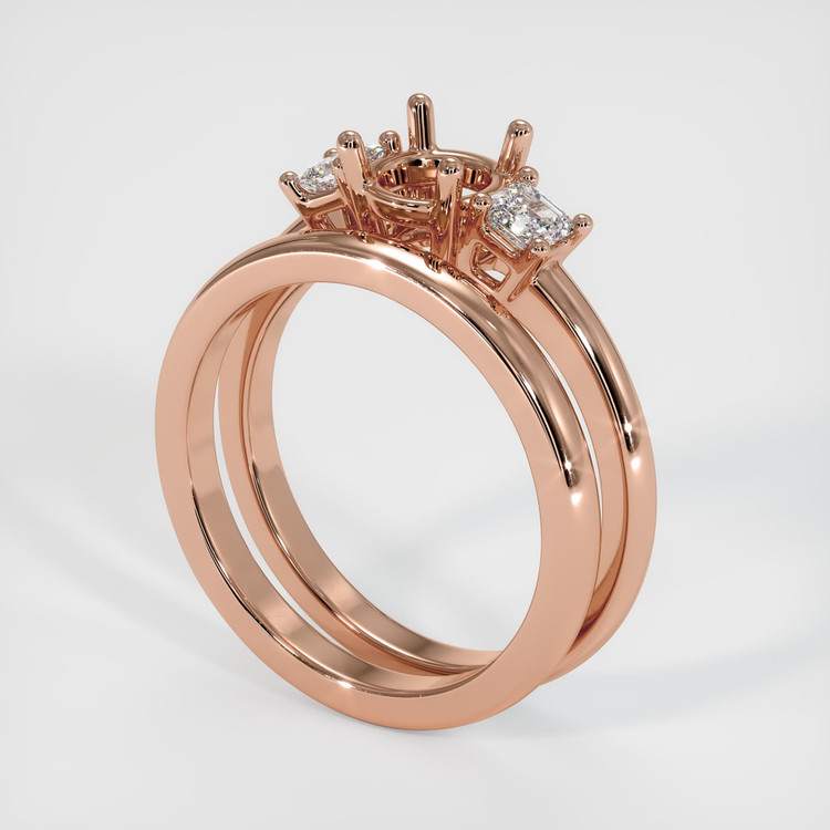 14K Rose Gold Three Stone Ring Setting