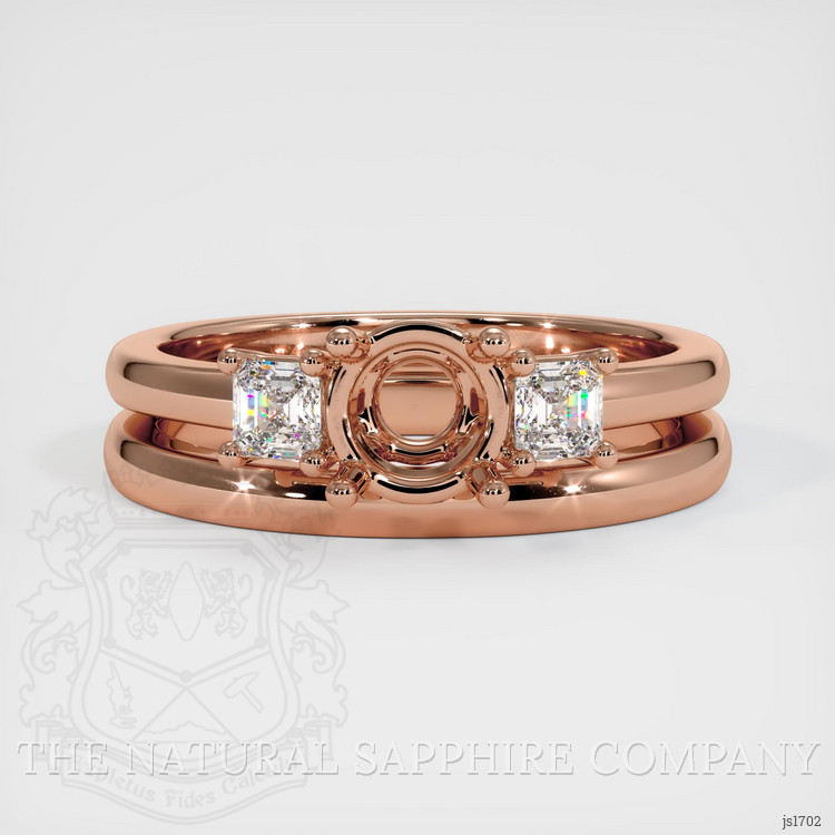 14K Rose Gold Three Stone Ring Setting