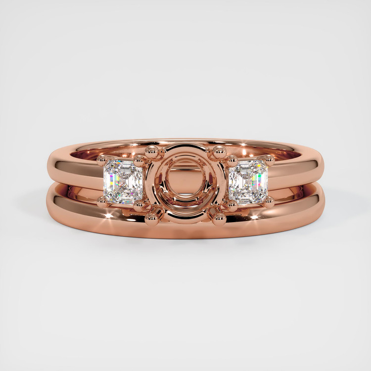 14K Rose Gold Three Stone Ring Setting