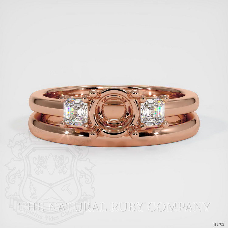 14K Rose Gold Three Stone Ring Setting