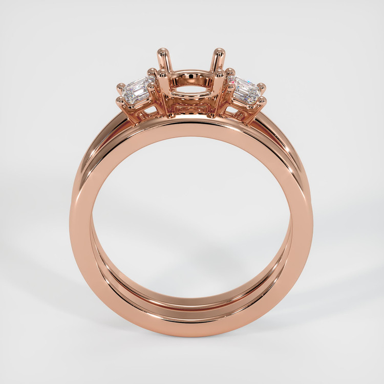 14K Rose Gold Three Stone Ring Setting