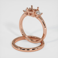 14K Rose Gold Three Stone Ring Setting Image