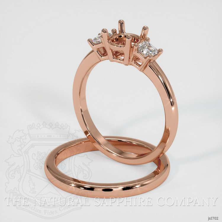 14K Rose Gold Three Stone Ring Setting