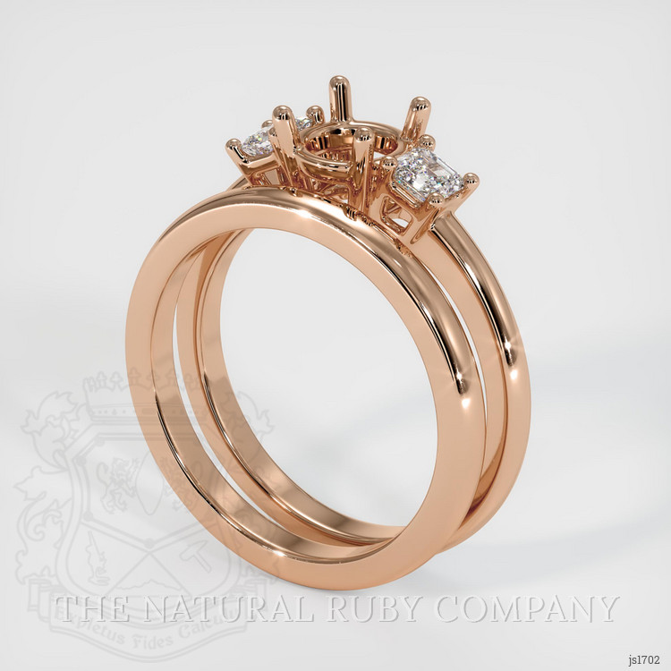 18K Rose Gold Three Stone Ring Setting